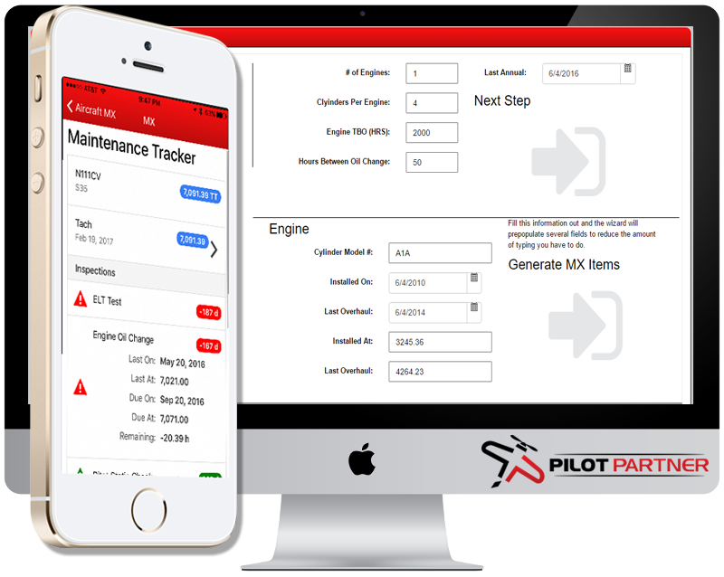 pilot partner electronic flight logbook maintenance tracker