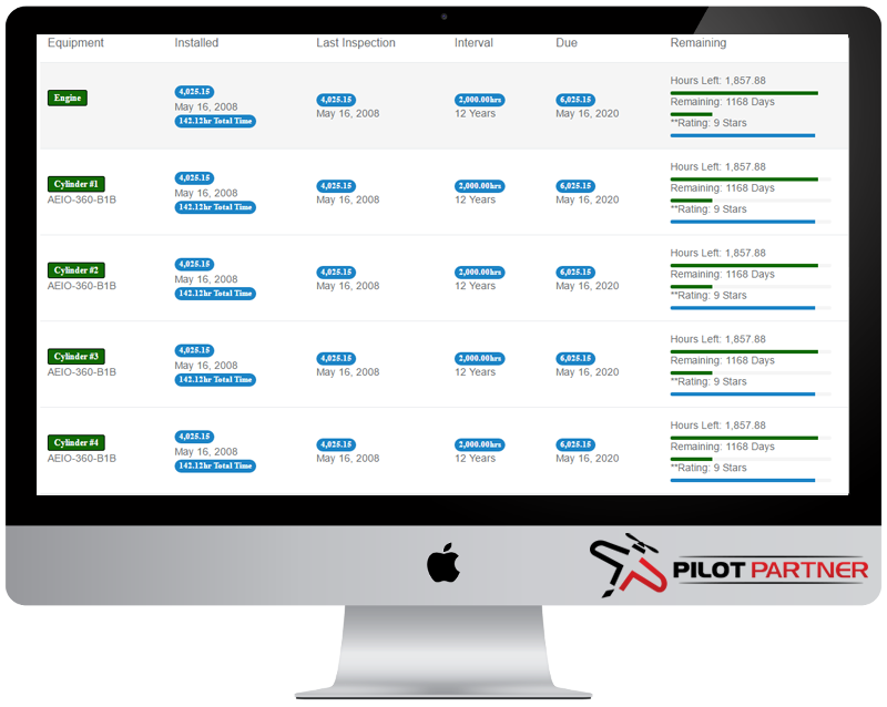 pilot partner electronic flight logbook maintenance tracker