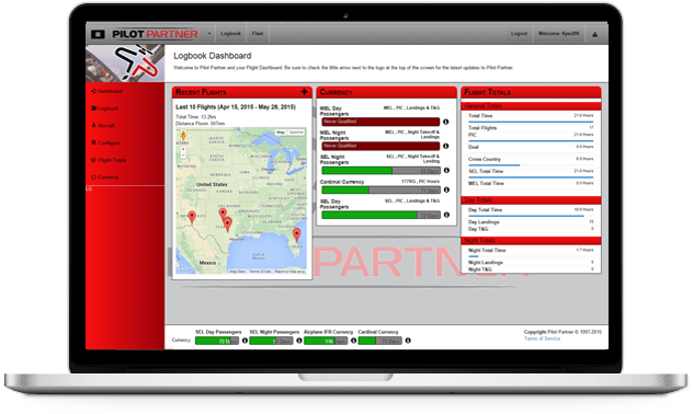 Electronic Pilot Logbook Dashboard